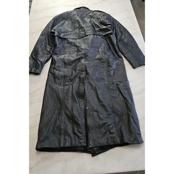 Fabiani Black Genuine Leather Finest Quality Men's Trench Coat Size L - Picture 4 of 11